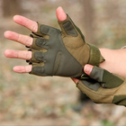 Тактические Военные Перчатки Без Пальцев Для Военных с накладками Олива Tactical Gloves PRO Olive M Беспалые Армейские Штурмовые - изображение 3