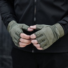 Тактические Военные Перчатки Без Пальцев Для Военных Хаки Tactical Gloves PRO Olive M Беспалые Армейские Штурмовые - изображение 5