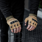 Тактичні Військові Рукавички Без Пальців Для Військових з накладками Койот Tactical Gloves PRO Coyot M Безпалі Армійські Штурмові - зображення 5