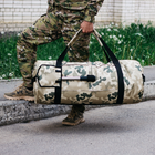 Рюкзак-сумка-баул військова, армійський баул Оксфорд 100 л тактичний баул пісочний мультикам з кріпленням для каремату і саперної лопати. - зображення 4