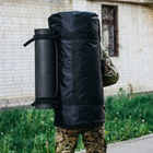 Рюкзак-сумка баул военная, баул армейский Оксфорд черный 120 л с креплением для каремата и саперной лопаты. - изображение 3