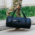 Рюкзак-сумка баул военная, баул армейский Оксфорд черный 120 л с креплением для каремата и саперной лопаты. - изображение 5