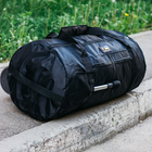 Рюкзак-сумка баул военная, баул армейский Оксфорд черный 120 л с креплением для каремата и саперной лопаты. - изображение 8