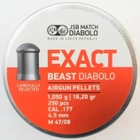 Кулі пневматичні JSB Diablo Exact Beast. Кал. - 4.52 мм. Вага - 1.03 гр. 250 шт/уп - зображення 1