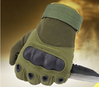Перчатки мужские тактические с костяшками и закрытыми пальцами 4623 XXL Оливковый - изображение 2