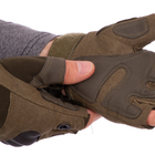 Перчатки мужские тактические с открытыми пальцами и усиленным протектором 4624 L Оливковый - изображение 5