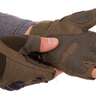Перчатки мужские тактические с открытыми пальцами и усиленным протектором 4624 M Оливковый - изображение 5