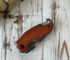 Туристический компактный складной нож BUCK с титановым покрытием и деревянной ручкой 14,7см. - изображение 2