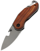 Туристический компактный складной нож BUCK с титановым покрытием и деревянной ручкой 14,7см. - изображение 5