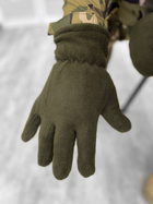 Тактические перчатки флисовые двухслойные Олива L - изображение 5