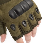 Тактические перчатки без пальцев - зеленые - L, XL перчатки для военных - изображение 3