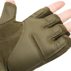Тактические перчатки без пальцев - зеленые - L, XL перчатки для военных - изображение 4