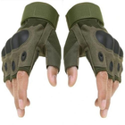 Тактичні рукавички без пальців - зелені - L, XL рукавички для військових - зображення 5