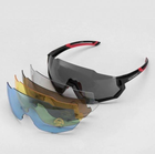 Тактичні захисні окуляри ROCKBROS червоні 10131. 5 лінз/окулярів поляризаційні UV400 велосипедні окуляри.тактичні - зображення 4