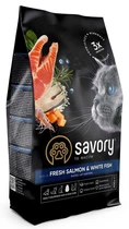 Корм для длинношерстных кошек Savory со свежим лососем и белой рыбой