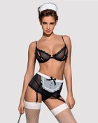 Еротичний костюм покоївки Obsessive Maidme set 5pcs чорно-білий L/XL