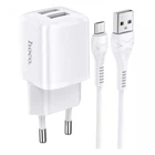 Комплект СЗУ + кабель Micro Hoco N8 Briar dual port для зарядки White (750706)