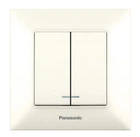 Выключатель двухклавишный с подсветкой Panasonic Arkedia Slim крем WNTC0010-2BG