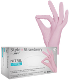 Перчатки нитриловые Ampri Style Strawberry неопудренные Размер M 100 шт Светло-розовые (4044941008936) - изображение 1