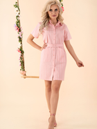 Sukienka koszulowa damska z paskiem Merribel Linesc L Różowa (5907621611828) - obraz 3