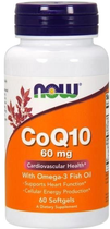 Коензим NOW Foods Q10 60 мг Омега-3 з риб'ячим жиром, CoQ10 60 мг with Omega-3 Fish Oil 60 софтгель (733739031631)