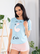 Piżama (T-shirt + spodenki) LivCo Corsetti Fashion Cute Flamant 0304 L/XL Wielobarwny (5907621612887) - obraz 1