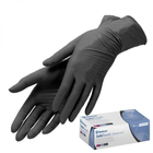 Плотные нитриловые чёрные перчатки 5 гр Medicom 100 шт/уп XL - изображение 1