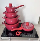 Набор кастрюль с гранитным антипригарным покрытием Higher Kitchen НК-316&nbsp; из 12 предметов Красный (4577)