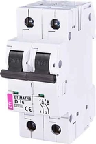 Автоматический выключатель ETIMAT 10 2p D 16А (10 kA), 2153716, ETI