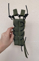 Двойной Жесткий Штурмовой Подсумок Для Магазинов M4-AK Крепление MOLLE(С Пластиковыми Вставками) (Пиксель) - изображение 4