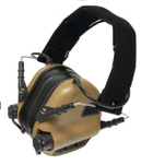 Активні захисні навушники Earmor M31 CB(MOD3) з кріпленням на голов під шолому, каску ( Коричневий ) - зображення 4