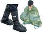 Бахіли для взуття від дощу, бруду M та Захисне термоодіяло із поліетилену Зелена - зображення 1