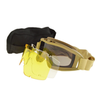 Очки тактические маска защитные для стрельбы ЗСУ Attack 3 стекла в комплекте цвет олива - изображение 2