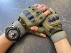 Тактические перчатки без пальцев Oakley / Мужские военные перчатки без пальцев Зеленые L 20-22 см. - изображение 1