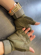 Тактические перчатки без пальцев Oakley / Мужские военные перчатки без пальцев Зеленые L 20-22 см. - изображение 2
