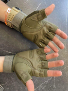 Тактические перчатки без пальцев Oakley / Мужские военные перчатки без пальцев Зеленые М 18-20 см. - изображение 6