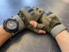 Тактичні рукавички без пальців Oakley / Чоловічі військові рукавички без пальців Олива М 18-20 см. - зображення 7