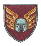 Шеврон щиток Tactic4Profi вышивка "46 ОДШБр, шолом з крилами" бордо фон