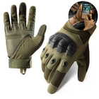 Рукавички тактичні сенсорні BDA; M/8; Зелений. Універсальні тактичні рукавички з пальцями. Армійські рукавички - зображення 1
