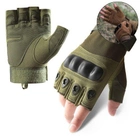 Перчатки тактические BDA; L/9; Зеленый. Универсальные тактические перчатки без пальцев. Армейские перчатки. - изображение 1