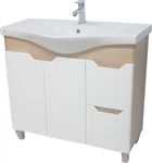 Тумба підлогова ВАНЛАНД Wood W-90 W біла з умивальником Basic 90