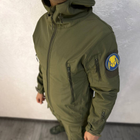 Чоловіча водонепроникна Куртка Softshell з капюшоном та вентиляційними блискавками олива розмір S - зображення 3