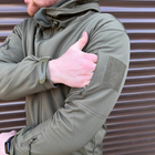 Мужская демисезонная Куртка Softshell на флисе с капюшоном и вентиляционными молниями олива размер XXL - изображение 5
