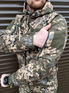 Щільна чоловіча Куртка SoftShell на флісі з капюшном та затяжками піксель розмір XL - зображення 3