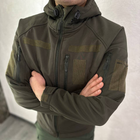Чоловіча водонепроникна Куртка Softshell з капюшоном та липучками під шеврони олива розмір 2XL - зображення 1