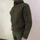 Мужская водонепроницаемая куртка Softshell с капюшоном и липучками под шевроны олива размер 2XL - изображение 4