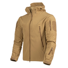 Мужская демисезонная Куртка с капюшоном Softshell Shark Skin 01 на флисе до -10°C койот размер L - изображение 1