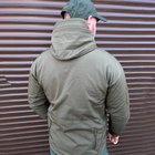 Мужская демисезонная Куртка Softshell на флисе с капюшоном и вентиляционными молниями олива размер L - изображение 3