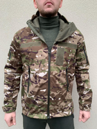 Утепленная мужская куртка с капюшоном Softshell на флисе мультикам размер 52 - изображение 1