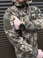 Плотная мужская Куртка SoftShell на флисе с капюшном и затяжками пиксель размер XXL - изображение 4